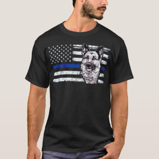 Tunn blå Flagga K9 Shirt German Shepherd Polic T Shirt