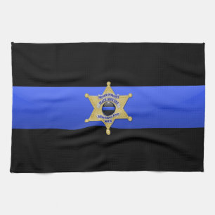 Tunn blå Flagga och bricka Kökshandduk