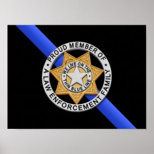 Tunn blå Flagga och bricka Poster