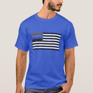 Tunn blå Flagga - stjärnor, Rand och mod Tee