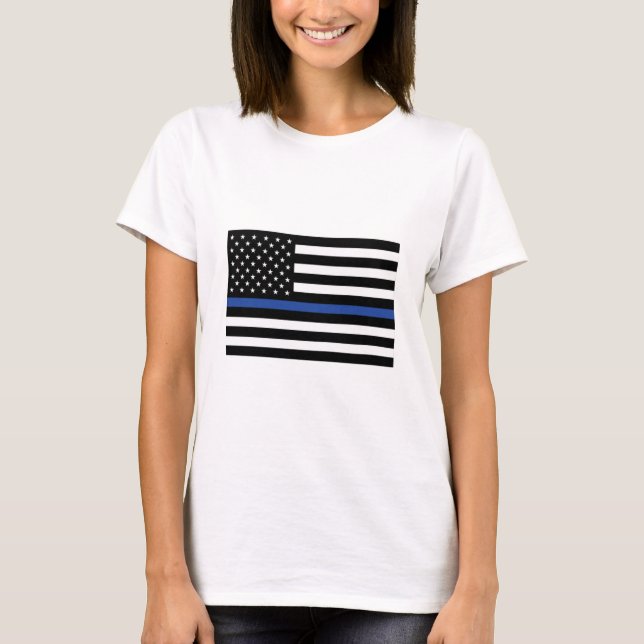 Tunn blå Flagga T Shirt (Framsida)