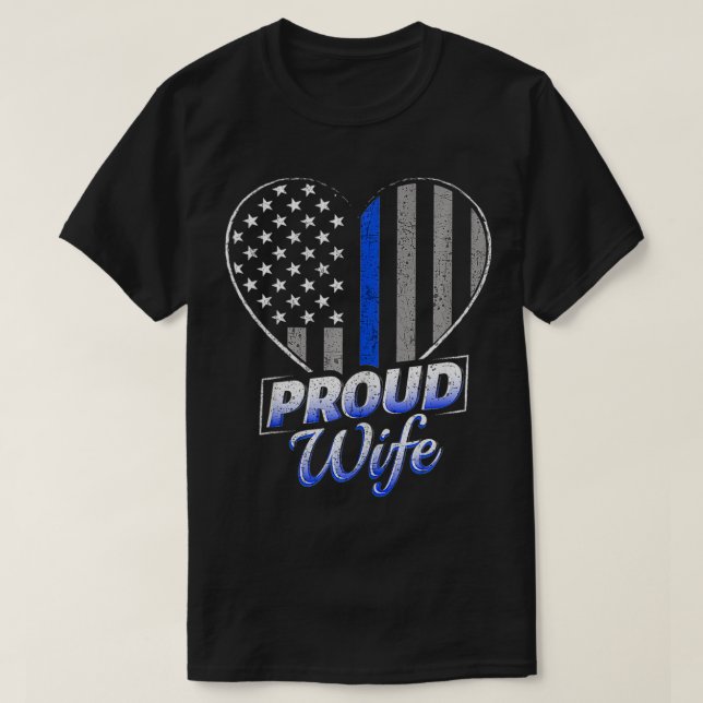 Tunn blå Flagga Thin Blue Line Women Police W T Shirt (Design framsida)