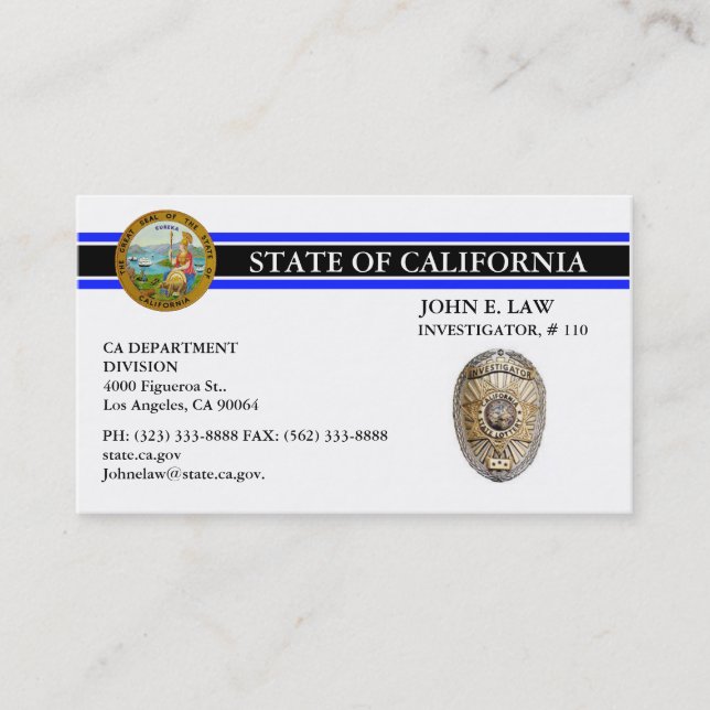 Tunn blå linje, Affärskort för LEO Visitkort (Framsida)