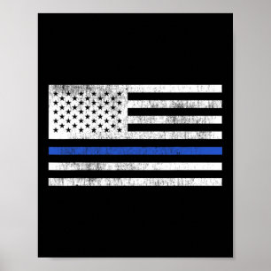 Tunn blå linje amerikansk flagga försvar polis pat poster