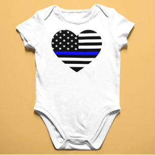 Tunn blå linje - amerikansk Flagga Tee Shirt