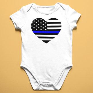 Tunn blå linje - amerikansk Flagga Tee Shirt