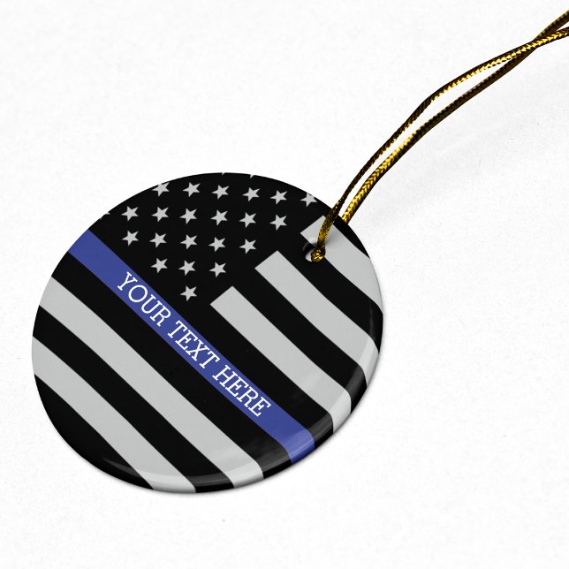 Tunn blå linje - Anpassningsbar för amerikansk Fla Julgransprydnad Keramik (Skapare uppladdad)