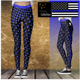 Tunn blå linje, flagga, mode, Amerika Leggings