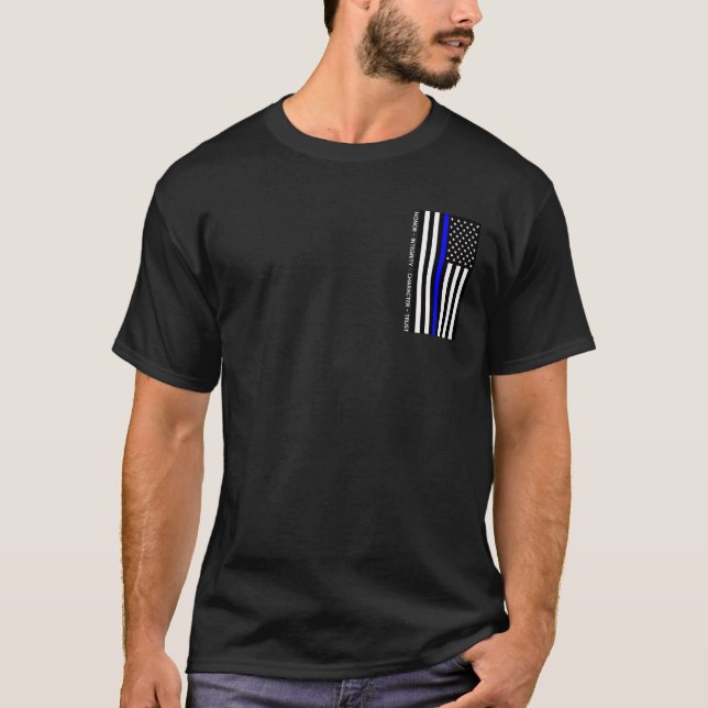 Tunn blå linje-flagga (USA) T Shirt (Framsida)