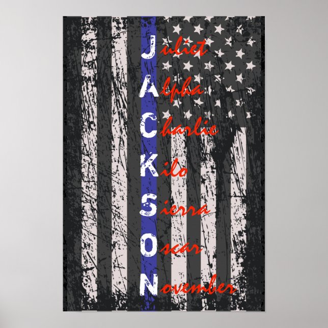 Tunn blå linje, fonetiskt alfabet Namn Poster (Framsidan)