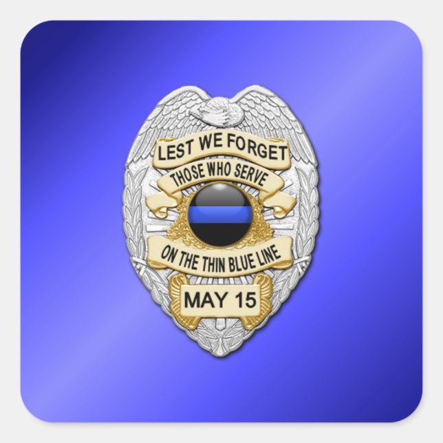 Tunn blå linje fyrkantigt klistermärke (Framsida)