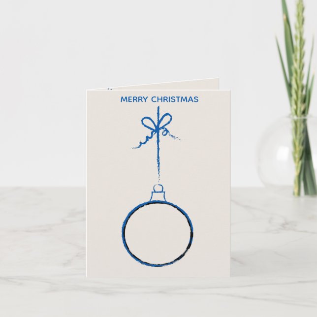 Tunn blå linje jul - familjepolis helgkort (Framsida)