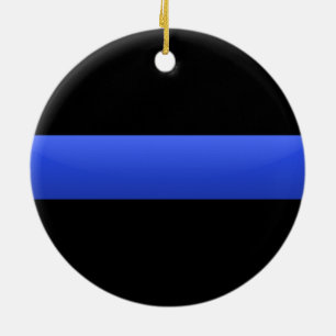 Tunn blå linje julgransprydnad keramik