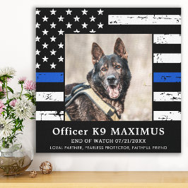 Tunn blå linje K9-polisens Hund Memorial Canvastryck