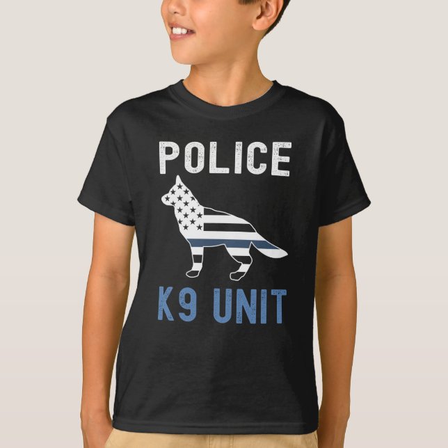 Tunn blå linje K9 Tysk Shepherd Police K9 Unit T Shirt (Framsida)