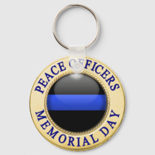 Tunn blå linje nyckelring