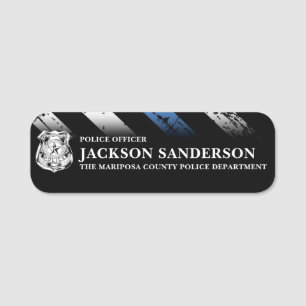 Tunn blå linje officer polisens logotyp namnbricka