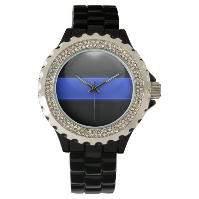 Tunn blå linje - polis armbandsur (Framsida)