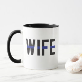 Tunn blå linje polis fru mugg