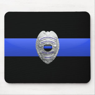Tunn blå linje polisens sändare märke musmatta