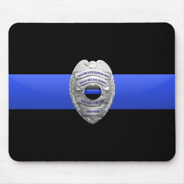 Tunn blå linje polisens sändare märke musmatta (Framsidan)
