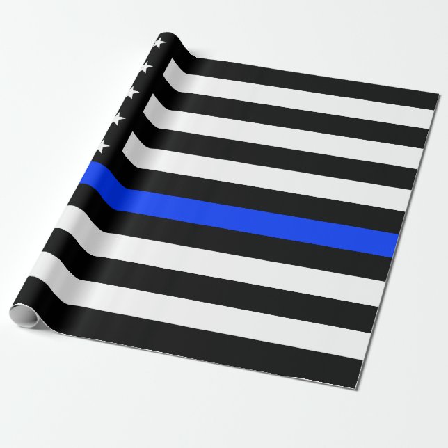 Tunn blå linje polisflagga presentpapper (Utrullad)