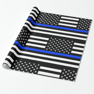 Tunn blå linje polisflagga presentpapper