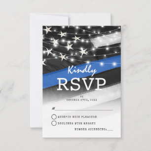Tunn blå linje Polisflagga RSVP OSA Kort