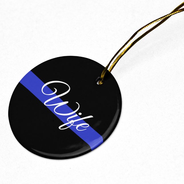 Tunn blå linje: Polisfru Julgransprydnad Keramik (Skapare uppladdad)