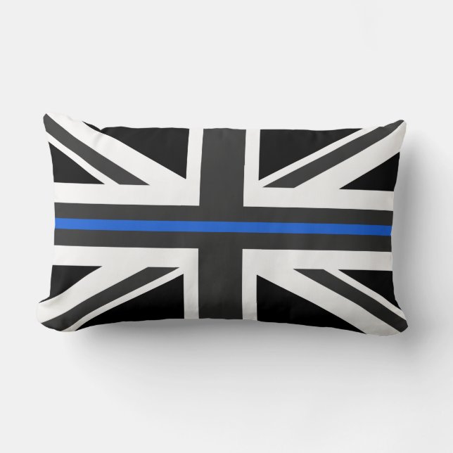 Tunn blå linje Storbritanniens flagga Lumbarkudde (Framsida)
