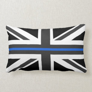 Tunn blå linje Storbritanniens flagga Lumbarkudde
