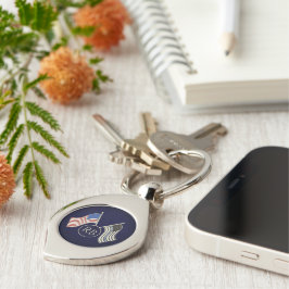 Tunn blå linje swirl silverfärgad nyckelring
