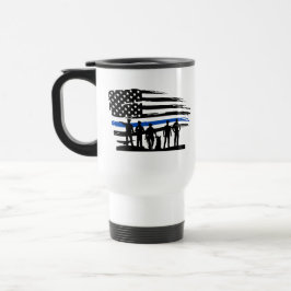 Tunn blå linje, USA polisstöd, USA flagga Resemugg