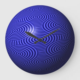 Tunn blå linjeglob stor klocka