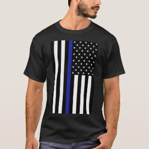 Tunn blå linjepolis Flagga 2 T Shirt