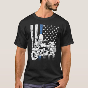 Tunn blå motorcykel t shirt