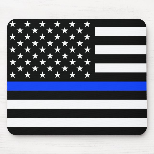 Tunn blå polis Flagga Musmatta (Framsidan)
