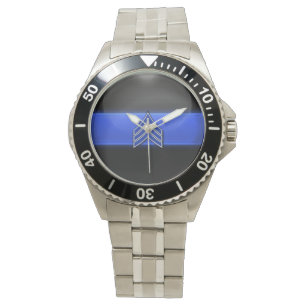 Tunn blålinjen - blått-/vitSergeant Göra randig Armbandsur