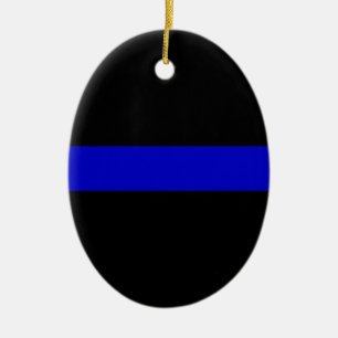 Tunn blålinjen julgransprydnad keramik