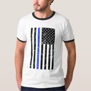 Tunn blålinjen - polis - bekymrad flagga tee