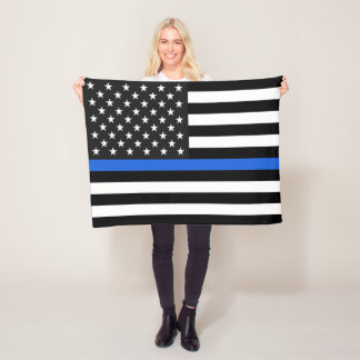 Tunn blålinjenamerikanska flaggan fleecefilt
