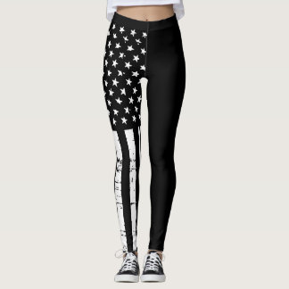 Tunn blålinjenamerikanska flaggandamasker leggings