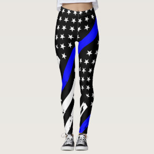 Tunn blålinjendamasker leggings