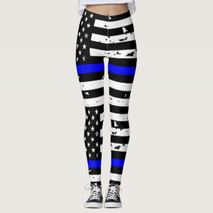 Tunn blålinjendamasker - vågrät leggings