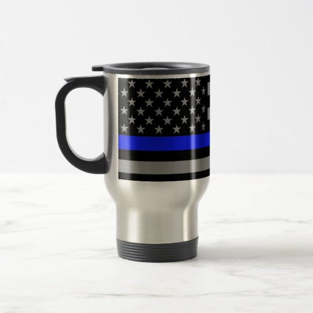 Tunn blålinjenflaggatravel mug resemugg (Vänster)