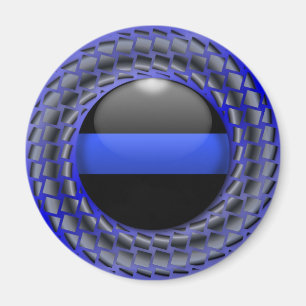 Tunn blålinjenmedaljong magnet