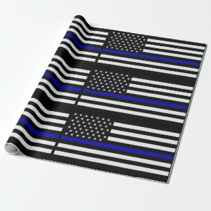 Tunn blålinjenpolisflagga presentpapper
