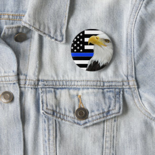 Tunn Blue Line American Flagga Eagle Pin/ Knapp