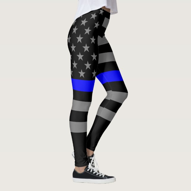 Tunn Blue Line American Flagga-grafik mode på Leggings (Höger)