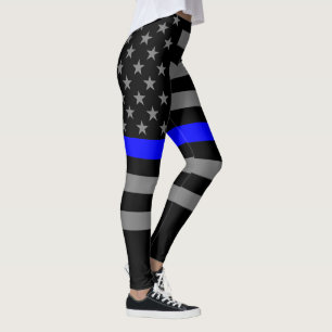 Tunn Blue Line American Flagga Graph mode on Leggings